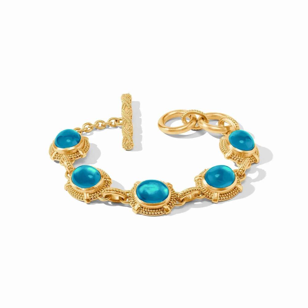 NEW JULIE VOS women's cabochon bracelet in iridescent london blue